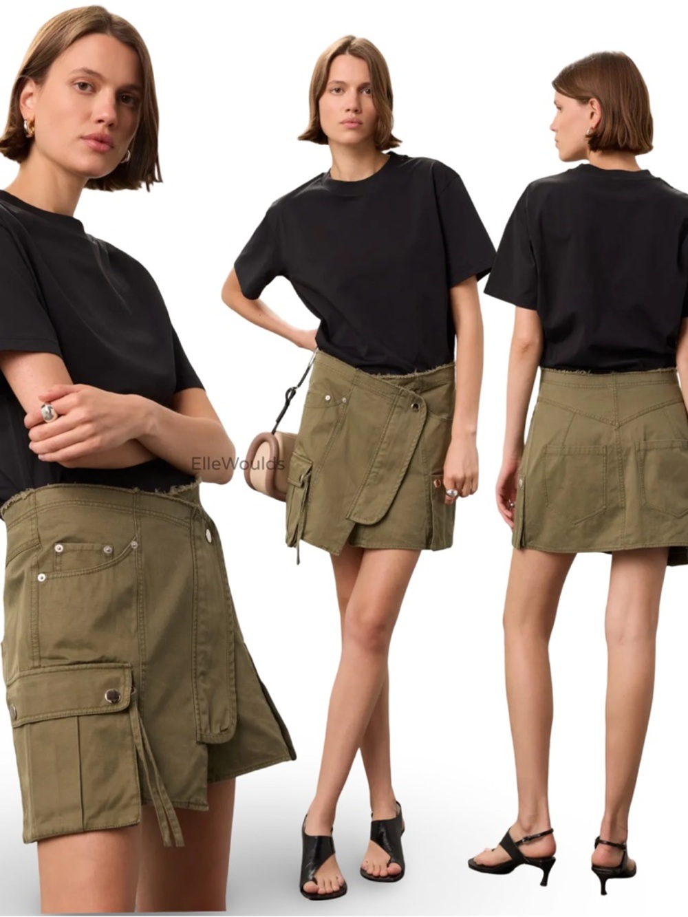 Marissa Webb Rava Mini Skirt Olive Utility Size 10 $398